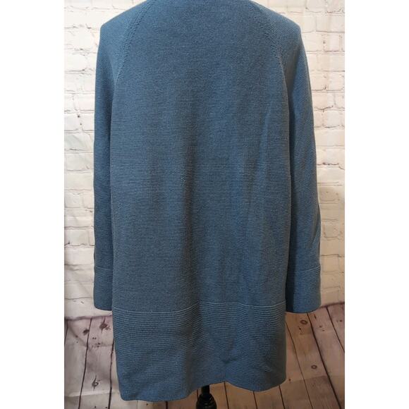 VOYAGE By Marina Rinaldi Gray Blue Wide 3/4 Sleeve Tunic Sweater Merino Wool L - Picture 5 of 13